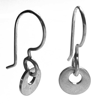 OLGA $90-sterling silver earrings with lightly brushed surface (1/4" long not including ear wire)